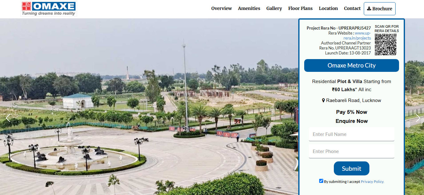 Omaxe Metro City Plot & Villa in Raebareli Road Lucknow